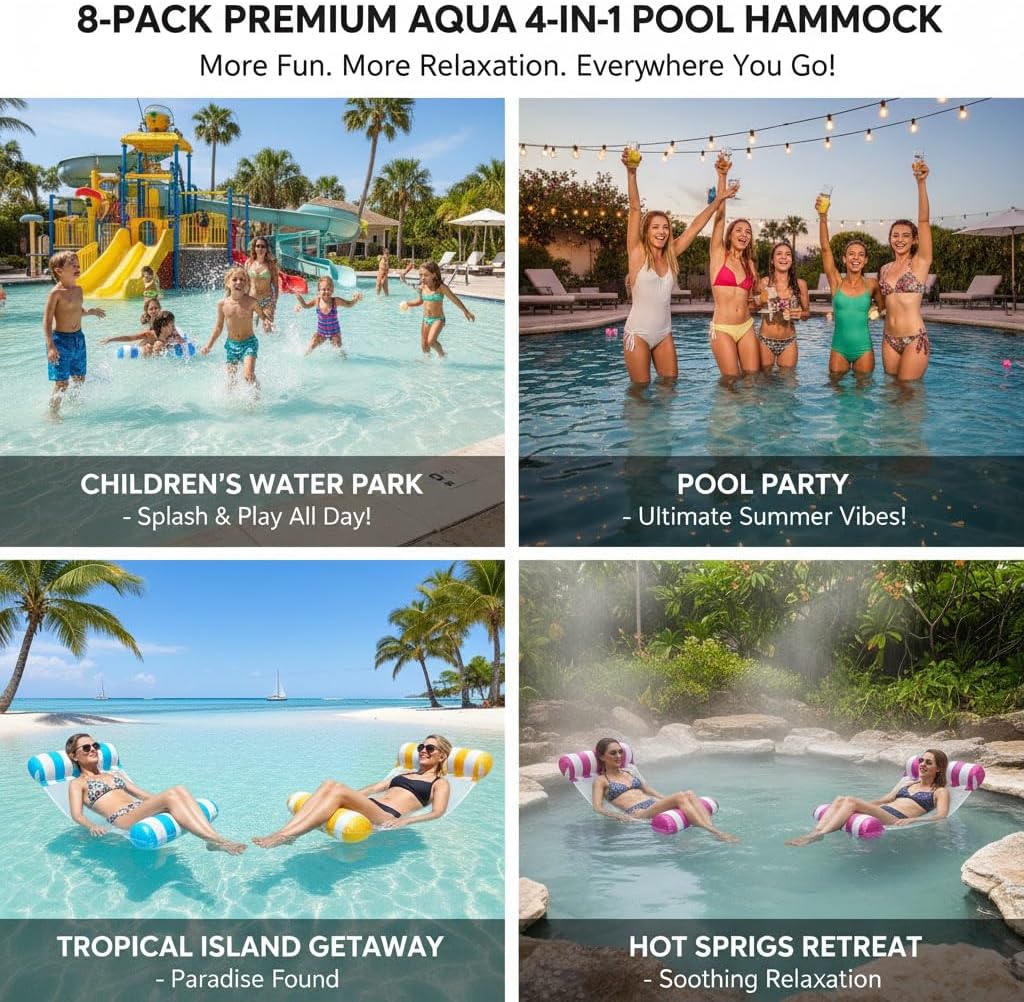 Auspicious Rain 4-in-1 pool hammock floats in assorted colors - view 19