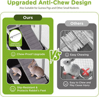 GUTINNEEN 2-Story Rabbit Hutch with Chew-Proof Full Metal Frame - Grey - image 2