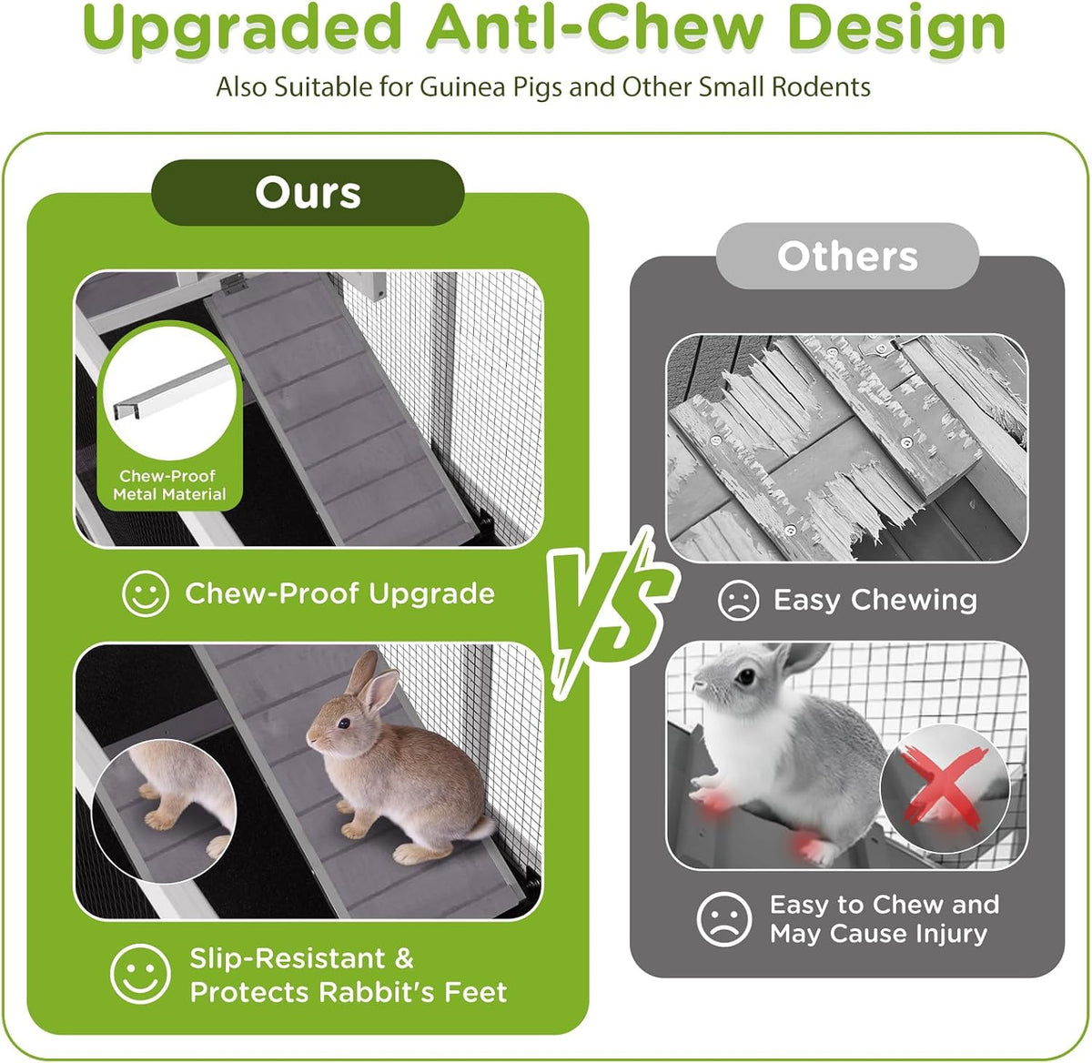 GUTINNEEN 2-Story Rabbit Hutch with Chew-Proof Full Metal Frame - Grey - image 2