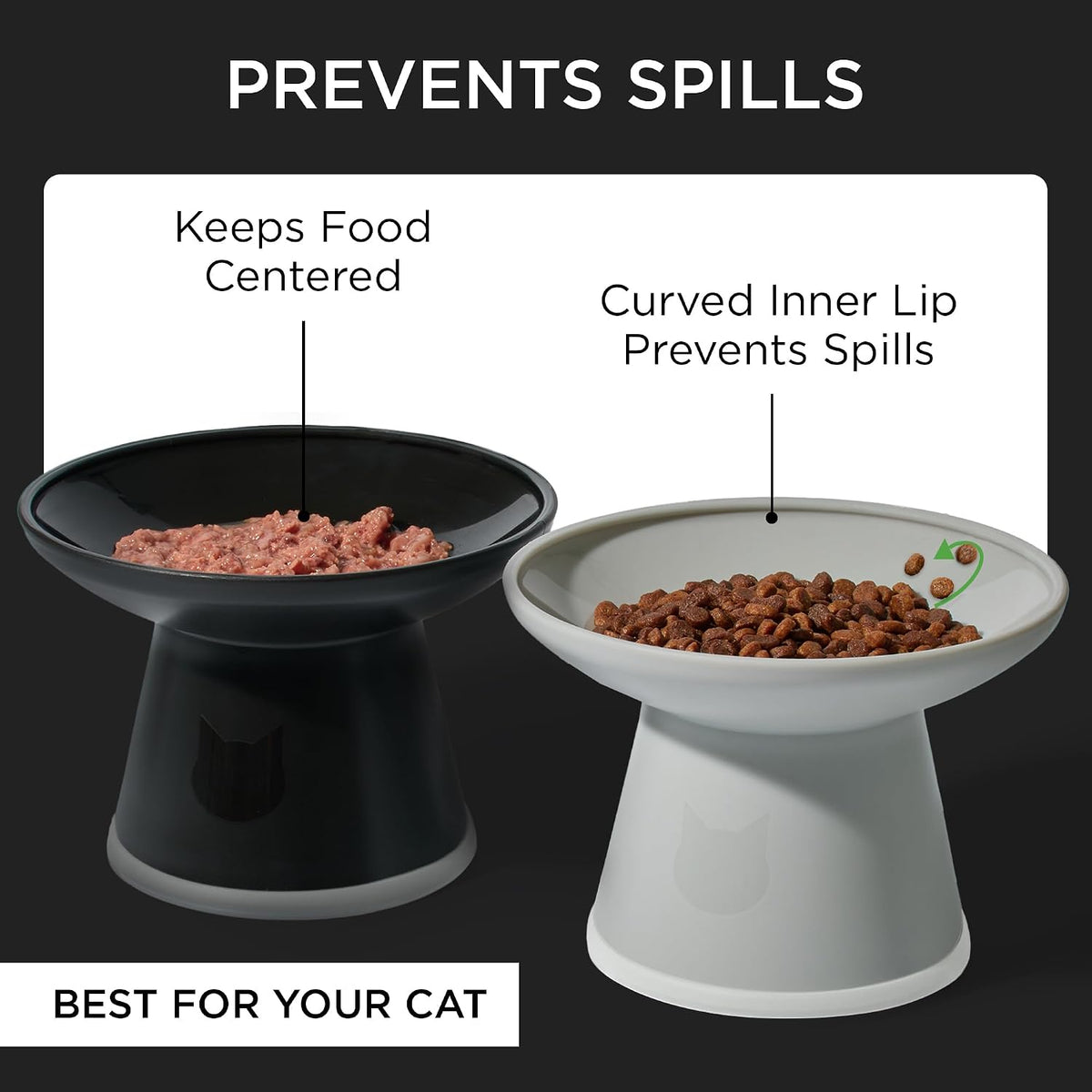 Necoichi BPA-Free Extra-Wide Elevated Cat Food Bowls - Black and Gray (Urban Fog) - image 4