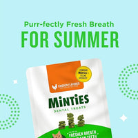 Minties Dental Treats for Cats, Chicken Flavored Treats for Cats, Freshens Breath and Controls Tartar, 30oz (12 2.5oz Bags)