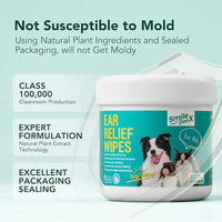 Dog Ear Cleaner Wipes, Dog Ear Infection Treatment, Dog Ear Cleaner, Fast Relief from Ear Itching and Inflammation, Cat Ear Wipes, Gently Remove Ear Wax Debris and Smelly (50 Pcs, Unscented)