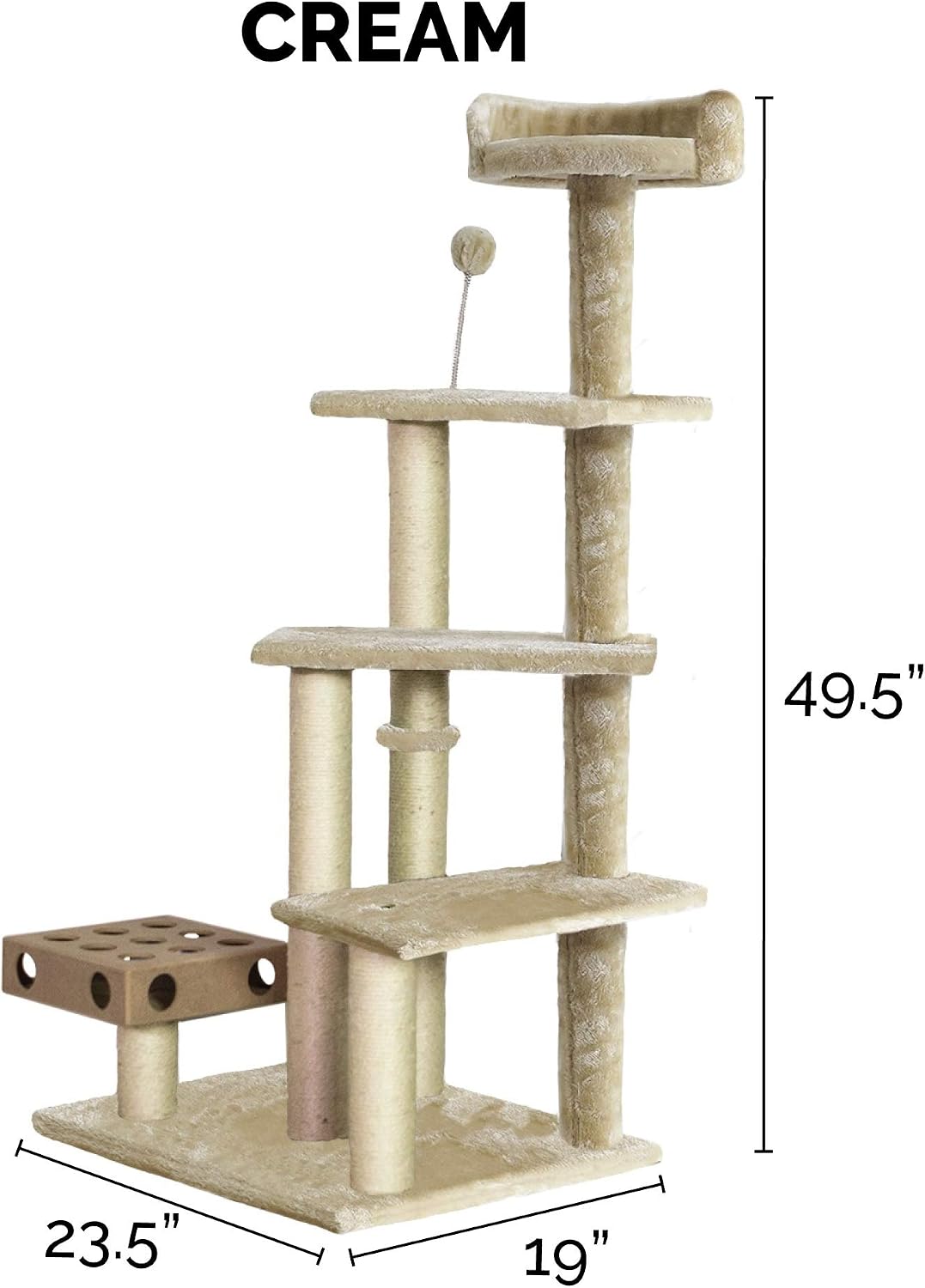 FurHaven 69.3" Tall Cat Scratching Post Tower for Indoor Cats - Cat Tower / Playstairs Playground (Cream) - image 2