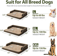 Orthopedic Dog Beds for Extra Large Dogs, Waterproof Dogs Beds XLarge, Memory Foam Dog Couch Beds with Comfy Bolster, Removable Washable Cover and Nonskid Bottom (X-Large,Brown)