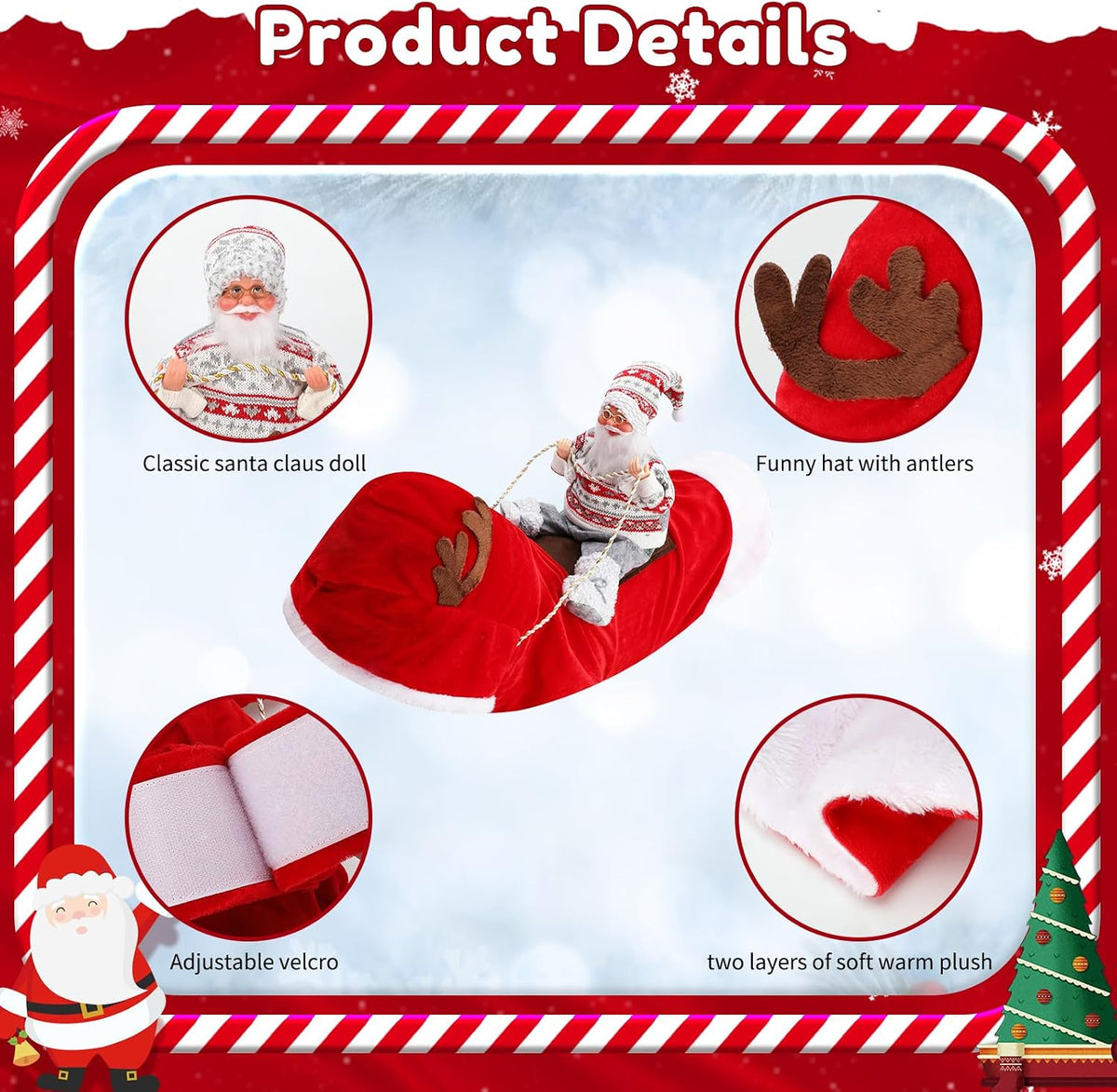 Santa Dog Costume, Dog Christmas Outfit, Riding Pet Costume - Sweater Santa Claus / L(Neck:14.2-17.7" Chest:20-25.2") - image 3