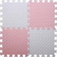 16 Tiles Foam Play Mat, Soft & Safe EVA Foam Mats for Floor - White/Loli Pink - image 4