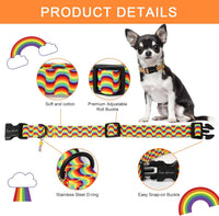Dog Collar With Metal Buckle, Red Rose Flower Gift for Small - Wave Rainbow / XS - image 2