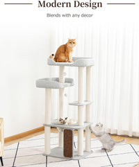 37.5" Cat Tree Tower for Large & Senior Cats, Low-Step Design – Essentials for Cats - Gray 53'' - image 2