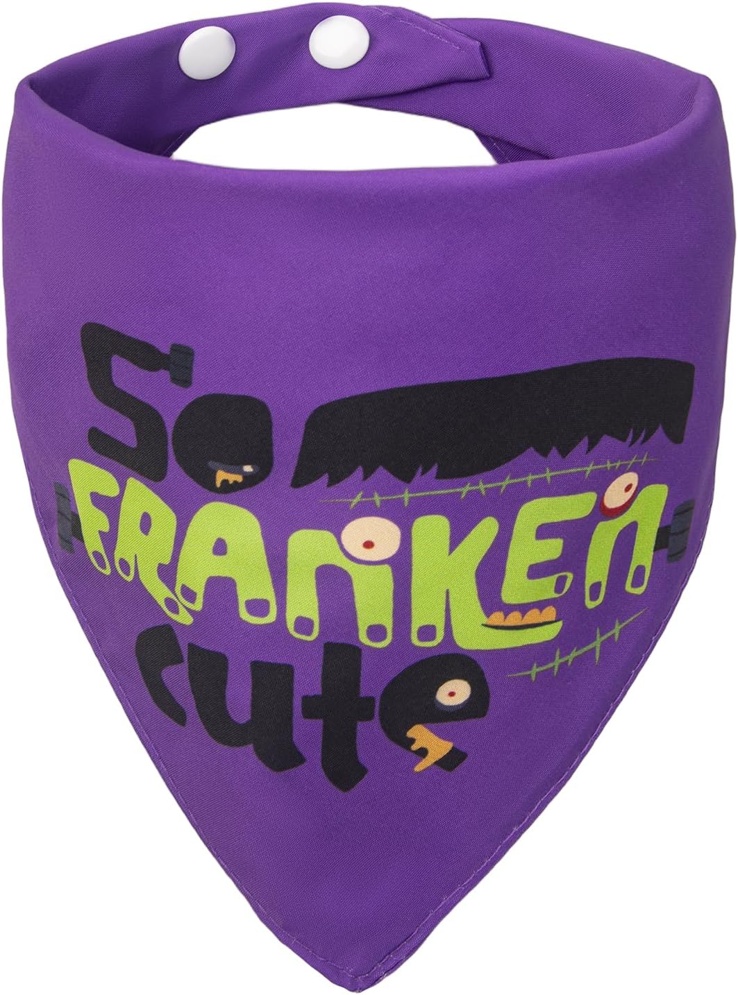 Halloween Dog Bandanas with No Tricks Sign - So Franken Cute, Purple / Small