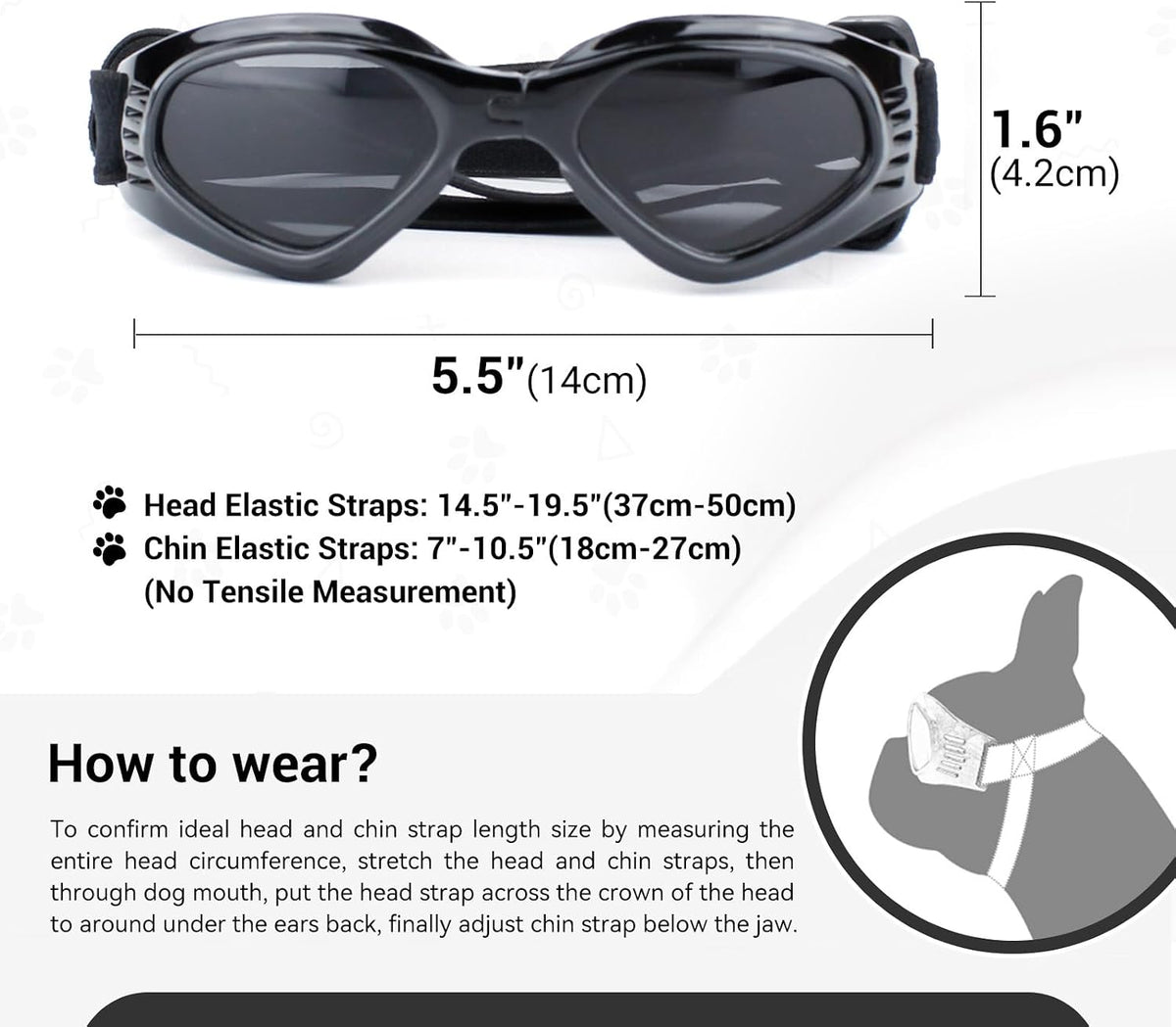 Clear Dog Goggles for Small Dogs - Fold Black / Medium - image 4