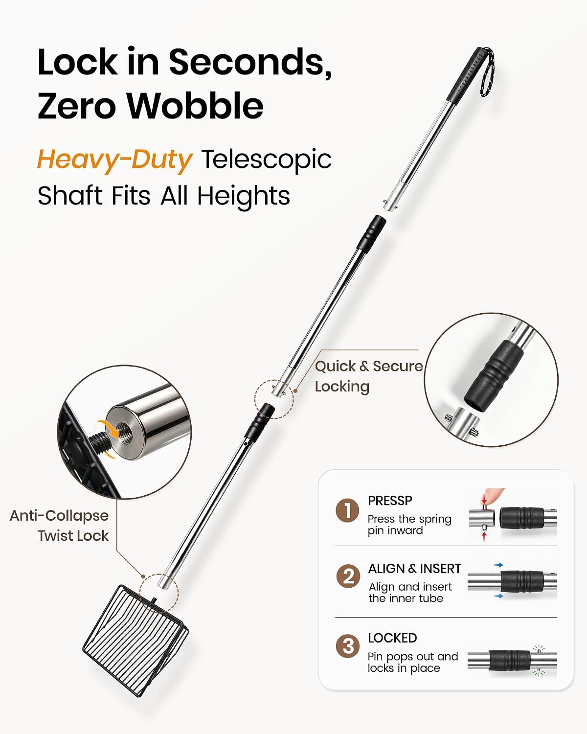 Cat Litter Scoop 43 inch Metal Litter Scooper with Stainless Steel - Upgraded Long Handle - image 4