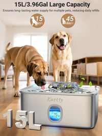 Kastty 4 Gal/15L Stainless Steel Dog Water Fountain for Large Dogs – Essentials for Dogs - Square Shape - image 2