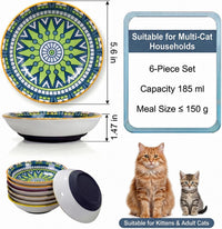 Ceramic Cat Food Bowls 6 Pack - Floral 1 - Pads Attached - image 2