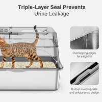 Aphyxen XL Stainless Steel Litter Box with Lid - XL Dark Grey - image 3