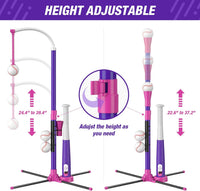 HYES 3-in-1 Baseball Set for kids Auto Pitching Machine – Fun for Kids & Family - Purple+pink - image 4