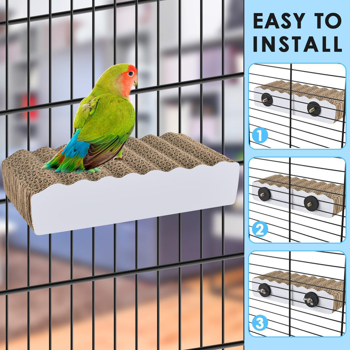 KATUMO Bird Perch Conure Cage Stand Parakeet Shredder Foraging Toys - Wave - image 3