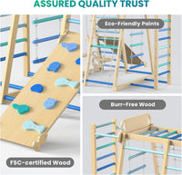 BlueWood Upgraded Indoor Jungle Gym 9-in-1 Playground Kids Climbing - Blue / 9-in-1 - image 4