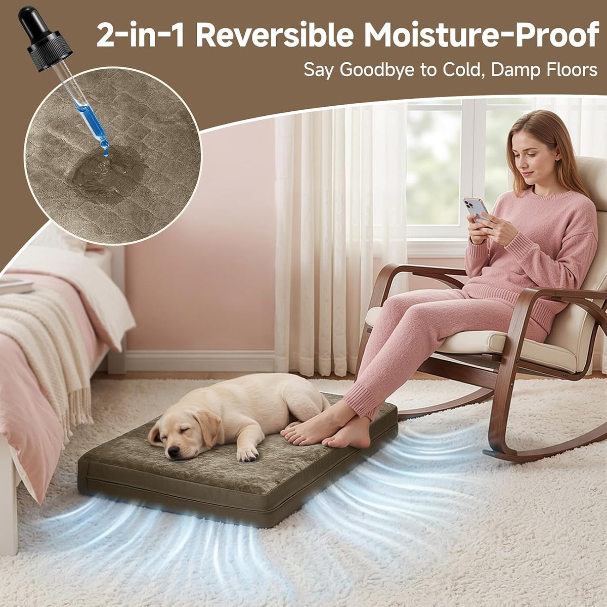 Waterproof Dog Crate Bed Pad - Brown / 29"W x 18"L x 3"H - image 4