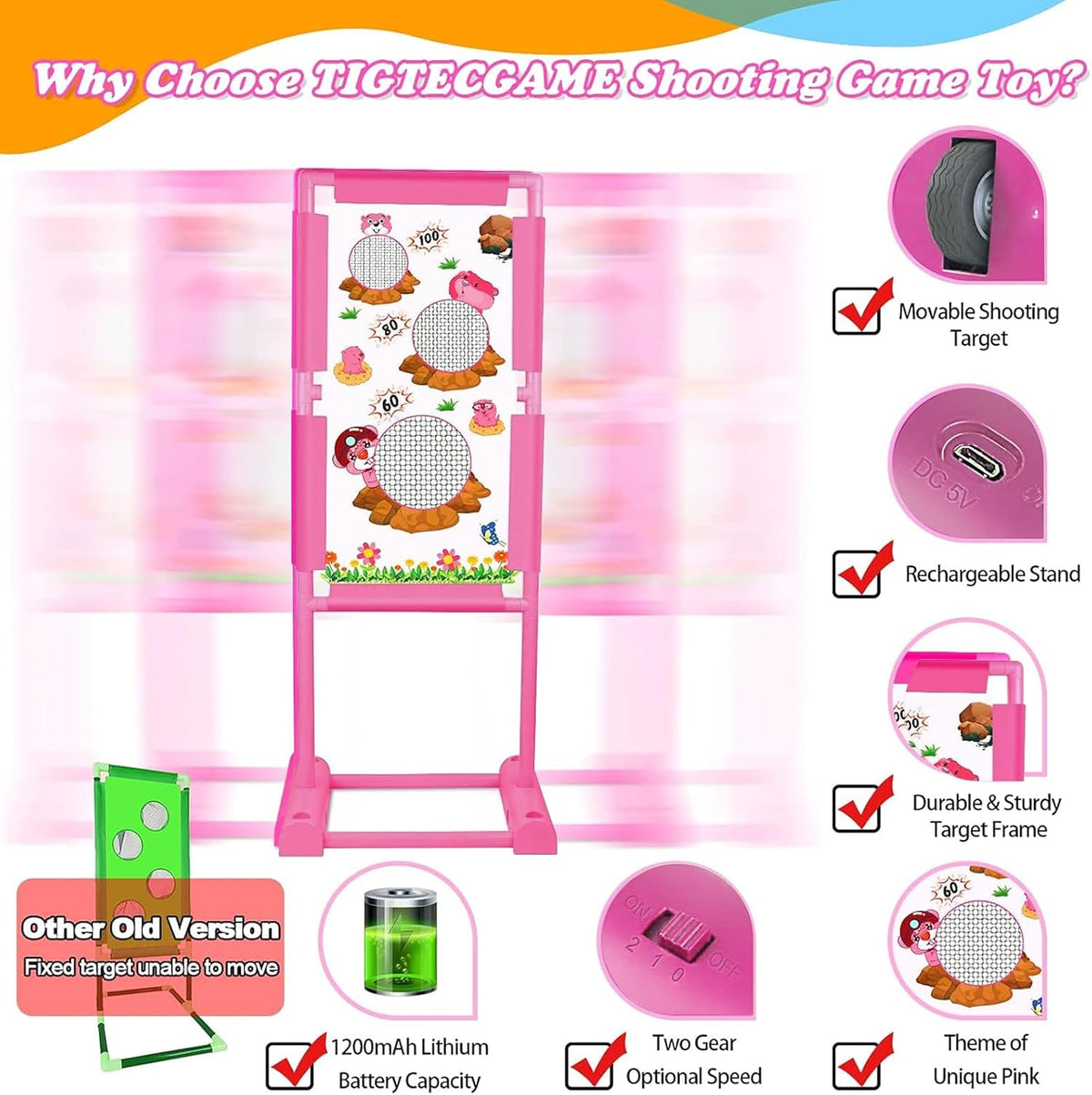 Active Target Game Set for 5 6 7 8 9 10 11 12 Years Old Boys Girls - Pink - image 3