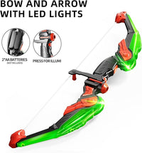 TEMI Bow and Arrow Set for Kids - Archery Toy Set - LED Light Up with Suction Cup Arrows, Target & Quiver, Indoor and Outdoor Toys for Children Boys Girls