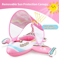Toddler Float Inflatable Baby Swim Float with Canopy and Seat Pool - Pink Airplane Water Gun - image 2
