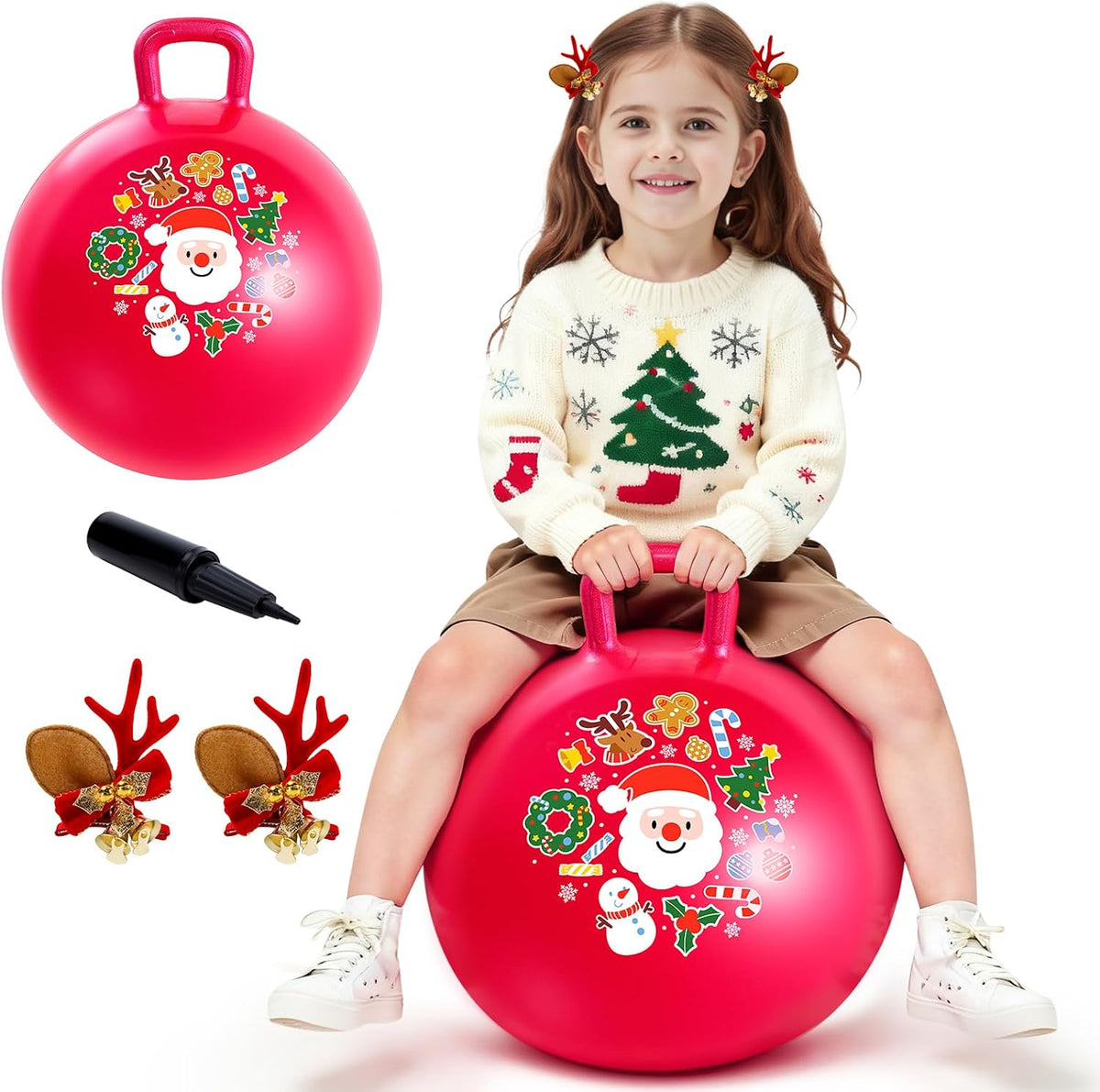 ZOOJOY Hopper Ball, Hopping Toys for Kids - Age:3-8(18''/45cm) / Red Christmas