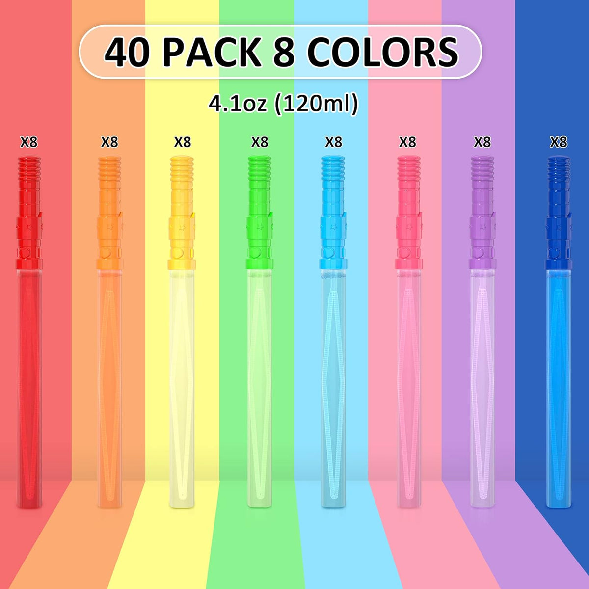 Inscraft 40 pack 14 inch big bubble wands in 8 colors - view 2