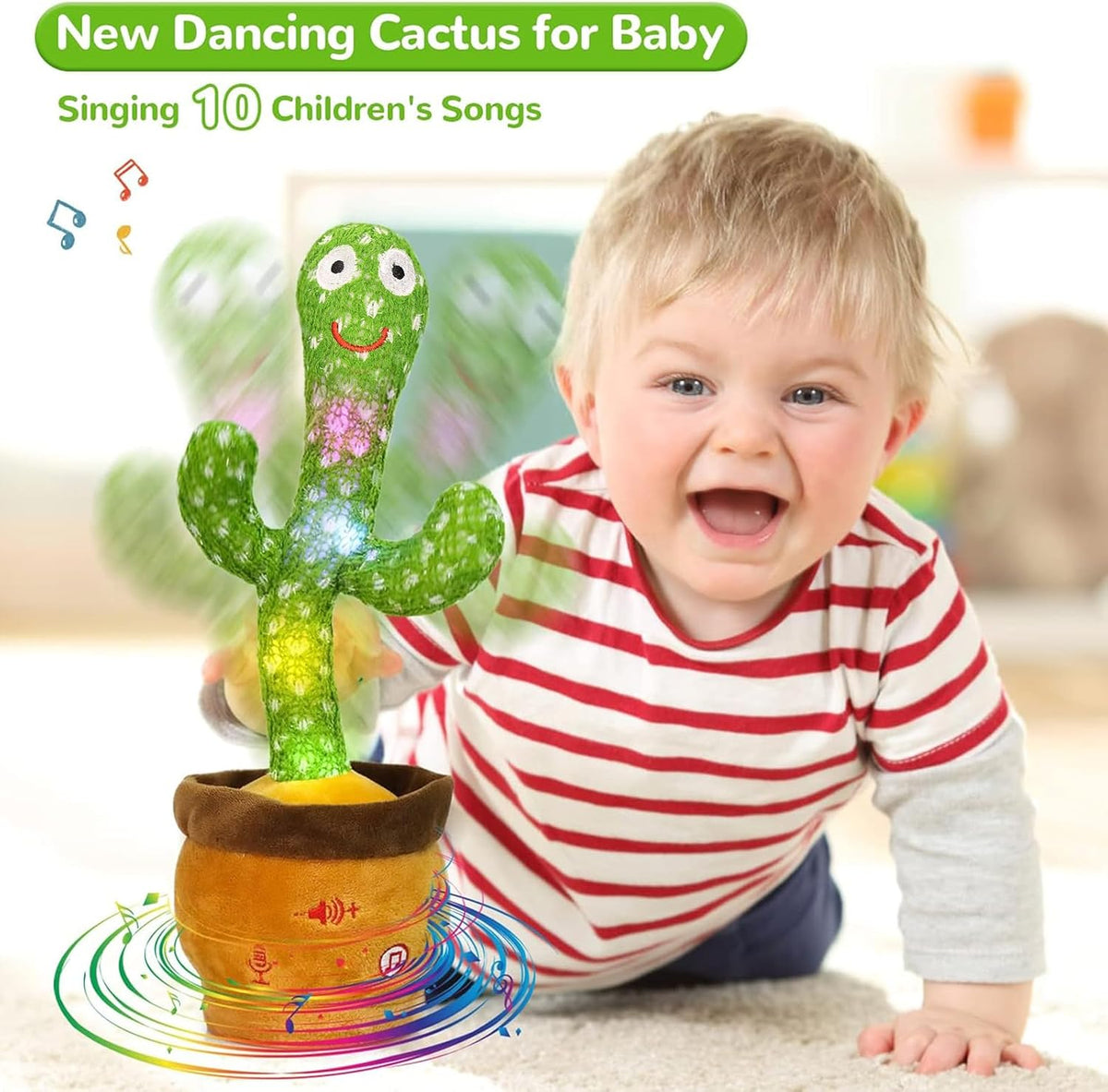 Emoin Adjustable Volume Control Dancing Cactus Toy Talking Cactus Toy - Talking Cactus+Box+Children's Song - image 3
