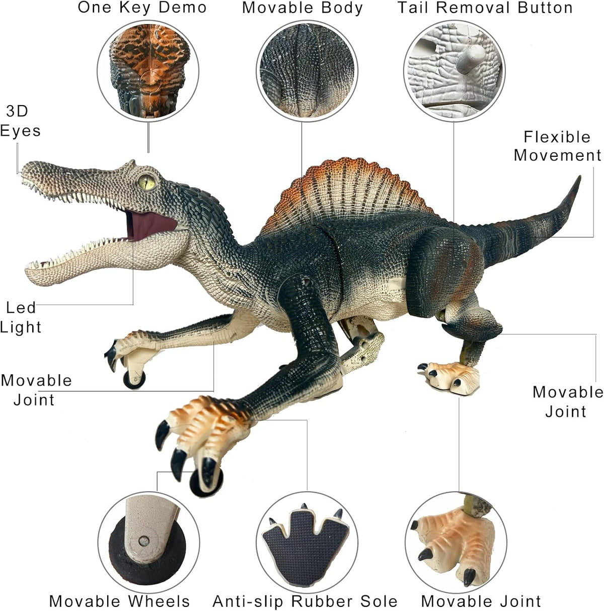 MAMABOO Remote Control Mosasaurus Dinosaur Toys for Boys Kids - Light Brown - image 3