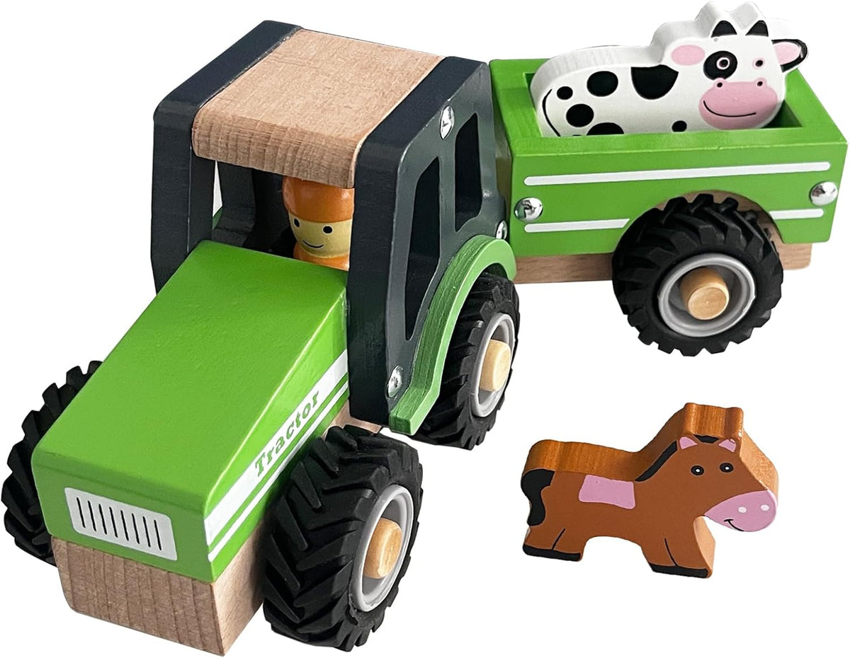 Wooden Tractor Toys for Toddlers 1-3, Kids Vehicle Hand Push Car