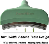 Pet Deshedding Tool with Curve Blade, Cat Grooming Brush - Large / Green - image 3
