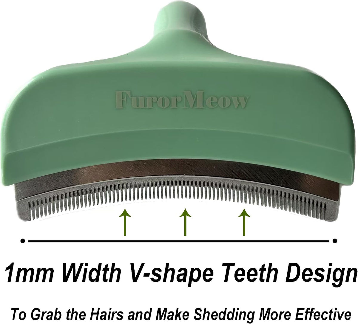 Pet Deshedding Tool with Curve Blade, Cat Grooming Brush - Large / Green - image 3