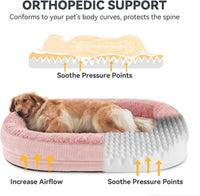 JOEJOY XL Orthopedic Dog Bed for Large Dogs, 360° Oval Bolster - Pink / 42"l X 32"w X 7.5"th - image 2