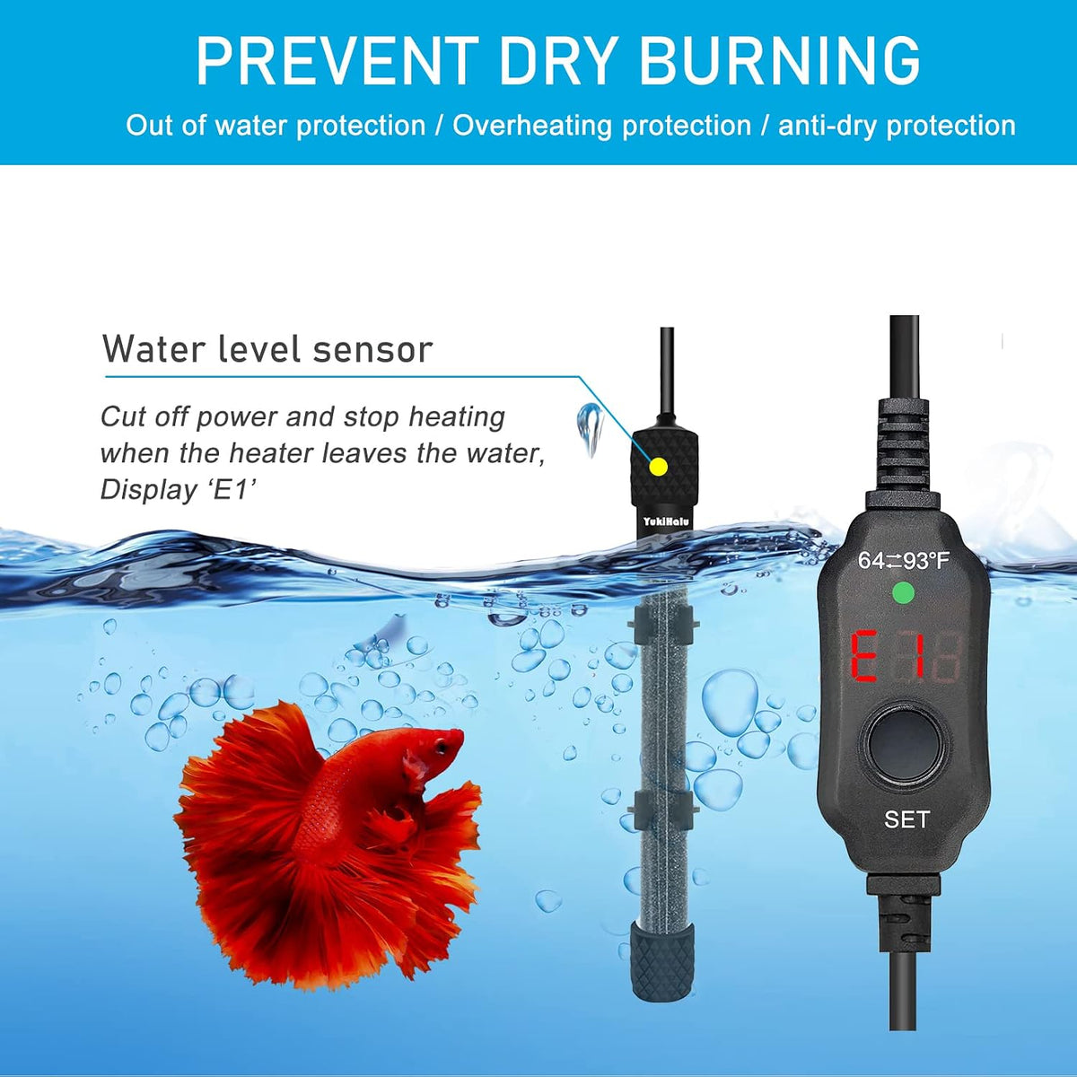 YukiHalu Small Submersible Aquarium Heater - 300 Watts - image 4