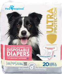 Paw Inspired 32ct Disposable Dog Diapers - Large (20 Count)