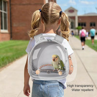 Small Bird Travel Backpack Carrier Cage - Grey / Clear Bubble + Tray - image 4