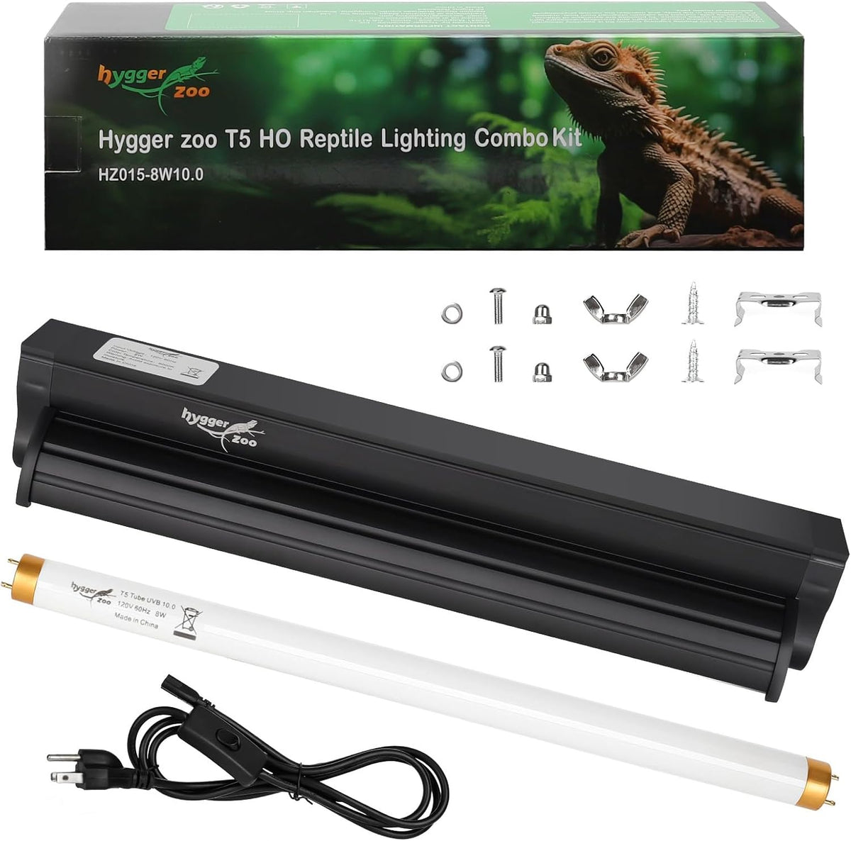 T5 UVB Reptile Light Fixture HO UVB Bulb Lighting Combo Kit - T5-12 Inch