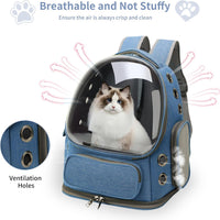 Cat Backpack Carrier for Cats and Small Dogs - Blue / Large - image 2