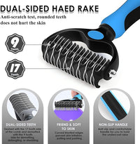 Large Slicker Brush for Dogs - 3PC Pet Grooming Kit - Undercoat Rake & Stainless Comb | Long Pins Remove Mats on Poodles, Golden, Labradoodles | Thick Coat Deshedder for Dogs, Cats, Black