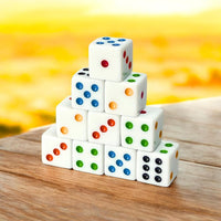 Luck Lab 6 sided dice set of 10 white 16mm D6 dice with multicolor rainbow pips - view 7