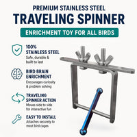 Bird Toys for Large Birds Stainless Steel Bird Toy with Traveling - Spinner - Blue Flamed - image 2