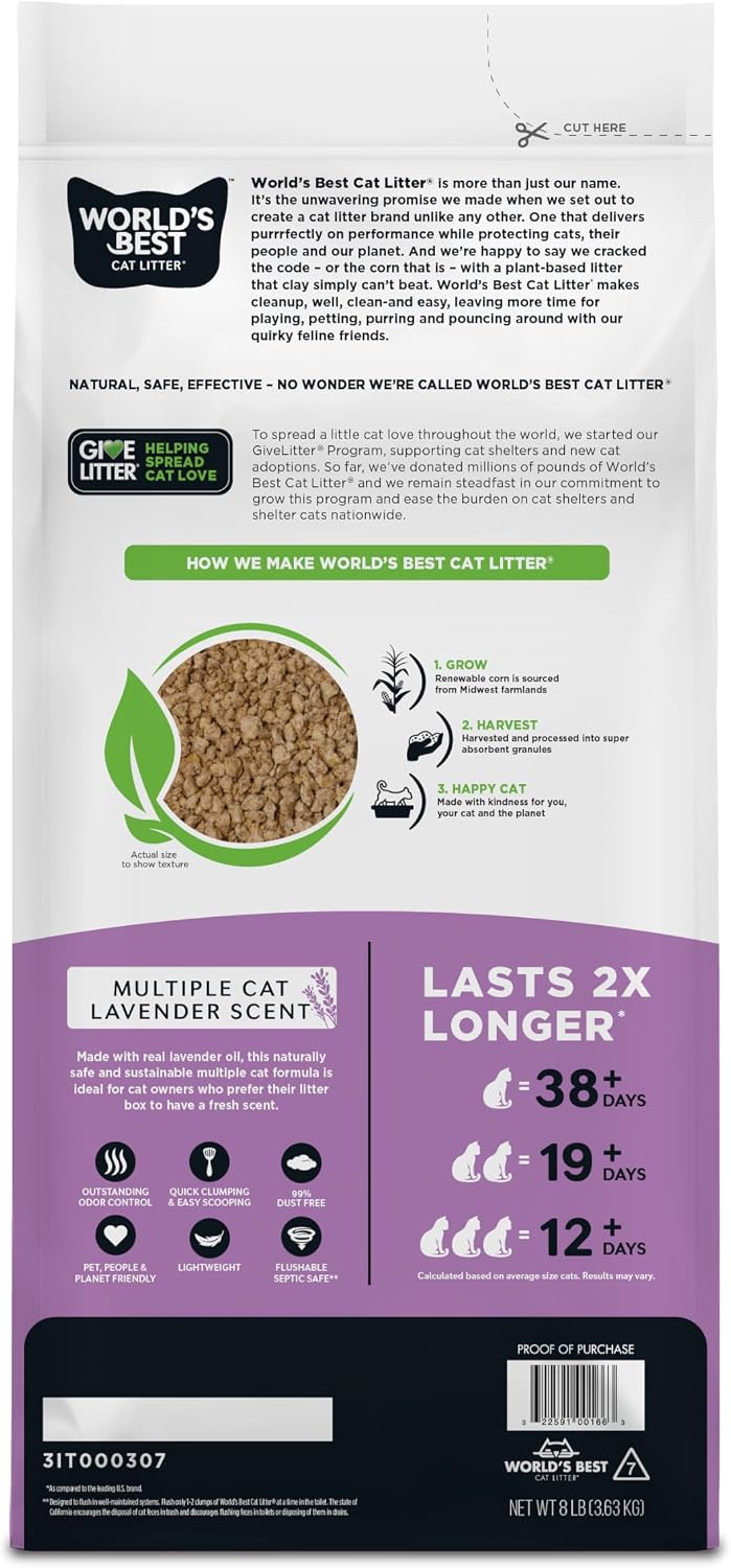 World's Best Cat Litter Lavender, Long-Lasting Odor Control - 8 pounds - image 4