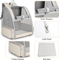 Cat Backpack Carrier, Small Dog Carrier Backpack with Fully Ventilated Mesh, Kitten Wand Feather - Beige - image 2