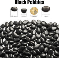 River Rocks 5 Lb, Pebbles for Indoor Plants 0.5"-1.4", Black Rocks for Outdoor Landscaping, Decorative Stones Vase Filler, Fish Tank, Fountain, Succulents, Flower Bed, Black
