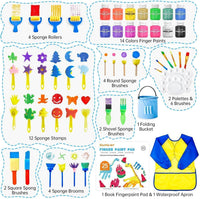Shuttle Art Washable Finger Paint Set, Paint Brushes, Sponge - 14 Colors - image 2