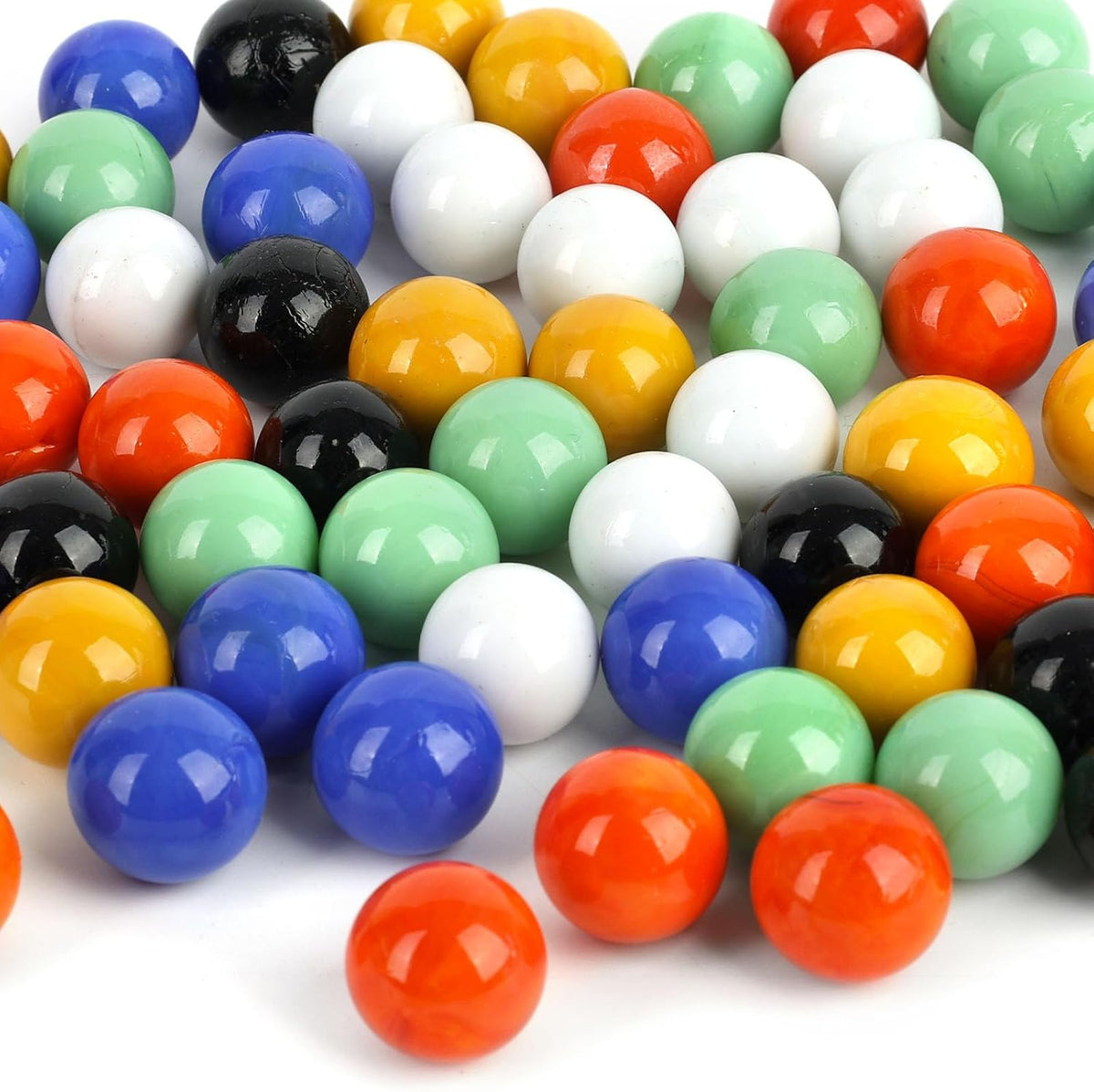 POPLAY 60 glass marbles for Chinese checkers in 6 solid colors