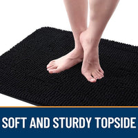 OLANLY Dog Door Mat for Muddy Paws 30x20, Absorbs Moisture and Dirt, Absorbent Non-Slip Washable Doormat, Quick Dry Chenille Mud Mat for Dogs, Entry Indoor Entryway Carpet for Inside Floor, Black
