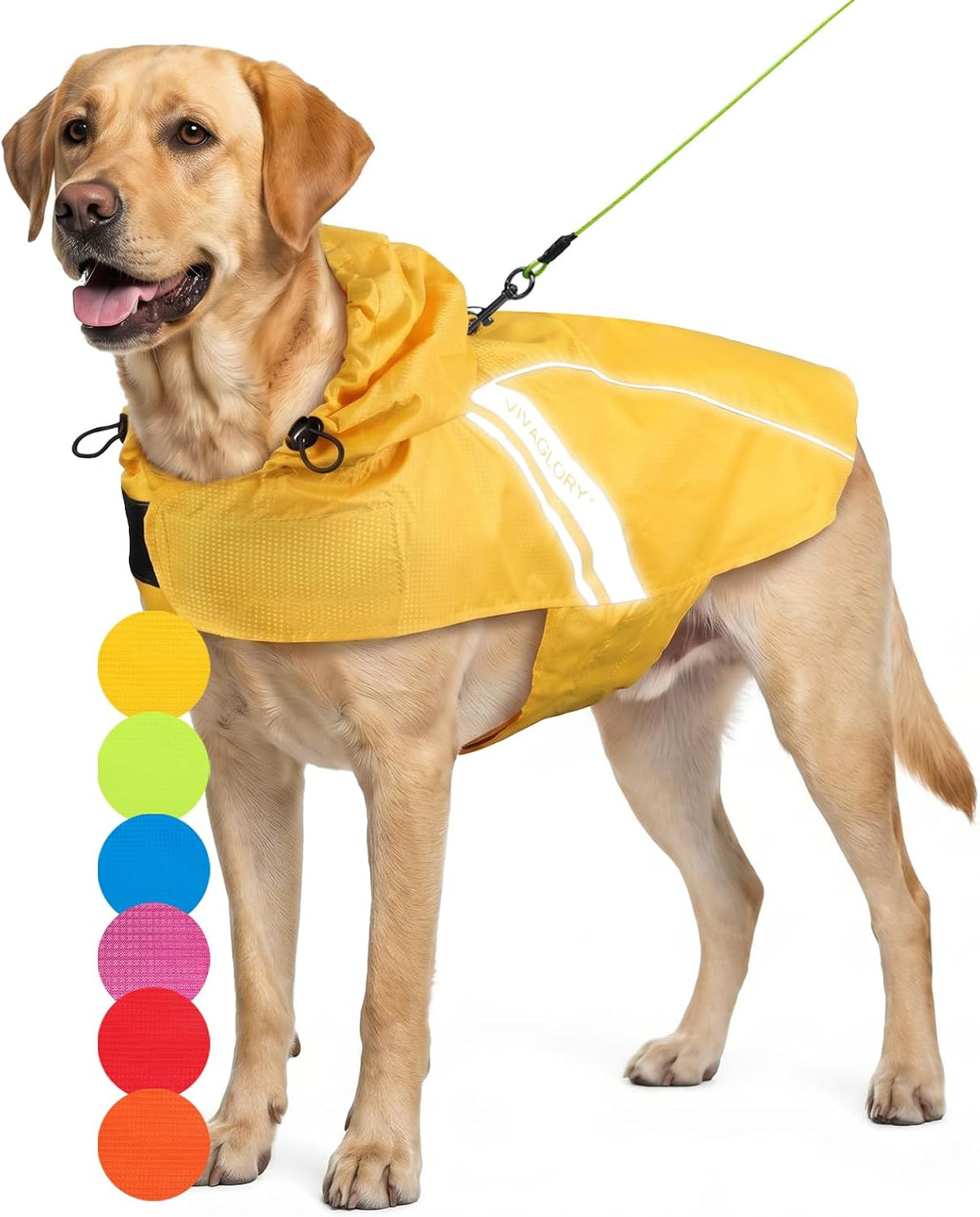 VIVAGLORY Dog Raincoat Wetoff Dog Rain Coat, XS - Yellow / L (26"-30" chest girth)