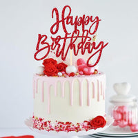 ZHUOWEISM 1 PCS Gold Happy Birthday & Anniversary Cake Topper – Fun for Kids & Family - Red - image 4