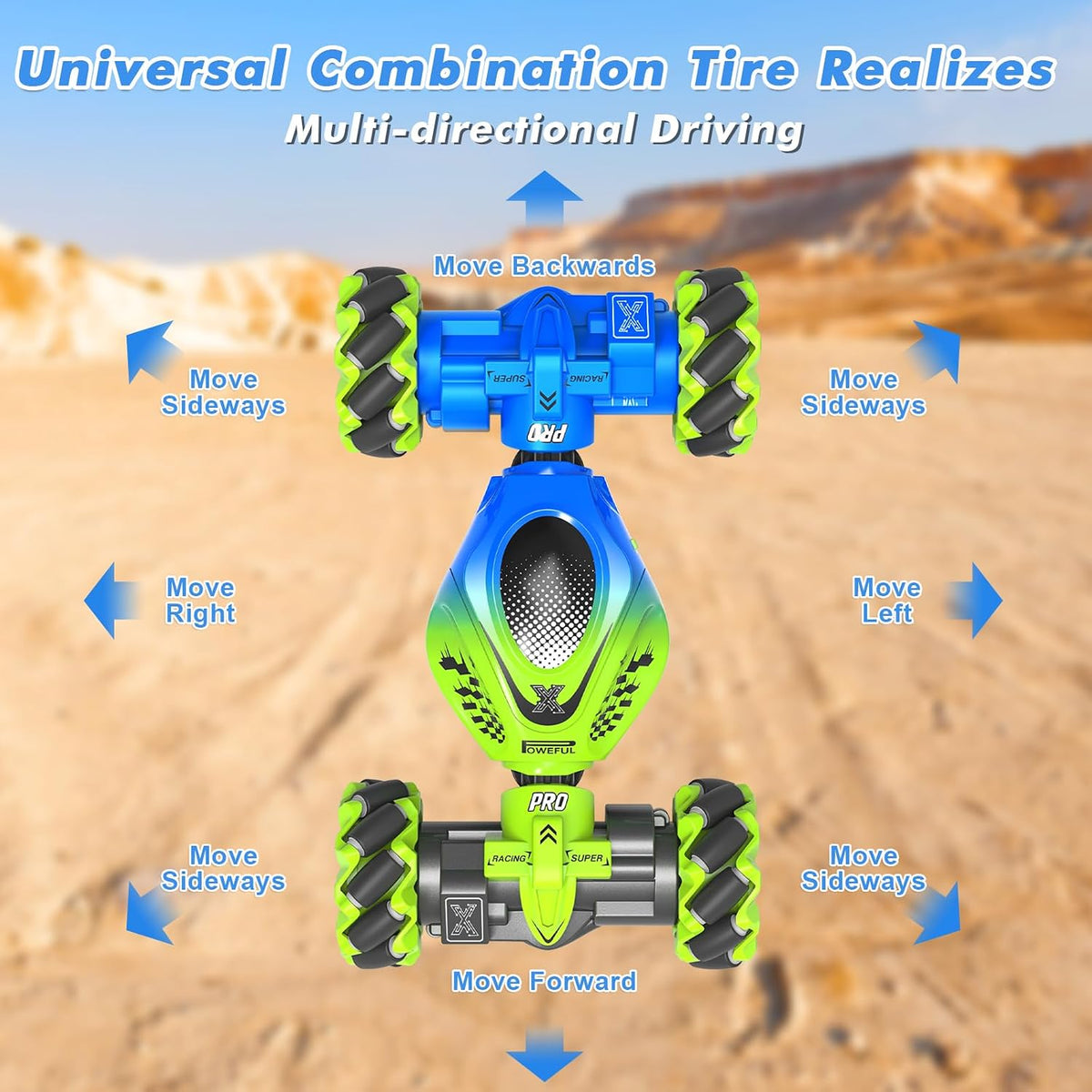 Fosgoit Gesture Sensing RC Stunt Car - Green-blue - image 4